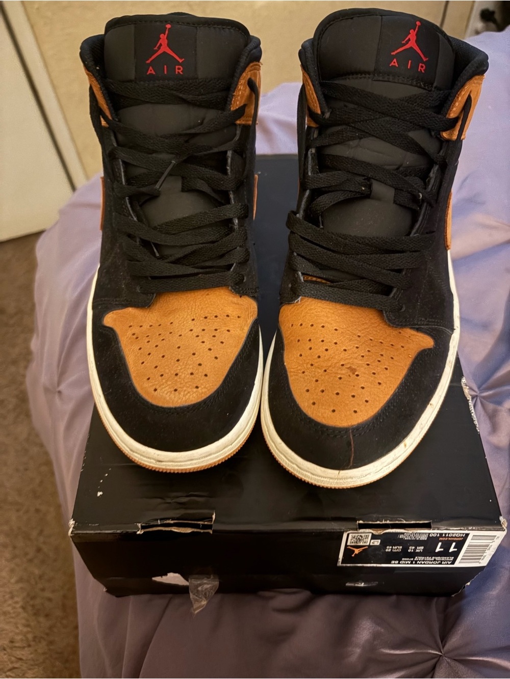 Jordan High-Top Sneakers - Black & Brown/Orange Accents